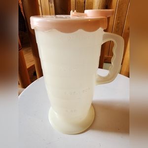 Vintage Blisscraft of Hollywood 16 OZ Pitcher Pink Lid with Fruit Design